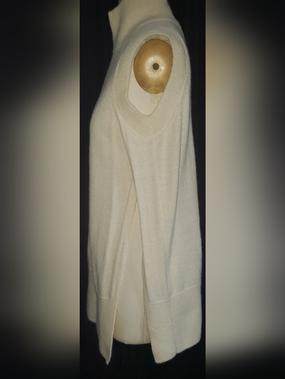 100% Alpaca Cream Tunic Side Slit Turtleneck Below Knee Tank By COS